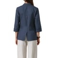 thumbnail image 3 of Casual Blazers for Women Summer 3/4 Sleeve Lightweight Cotton Linen Suit Jacket Blazer XS Navy Blue, 3 of 6