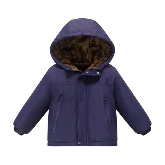 Usaibhir Toddler Kids Boys Winter Coat Girls Down Jacket Hooded Fleece Outwear Padded Puffer Jacket With Pockets 2-12T