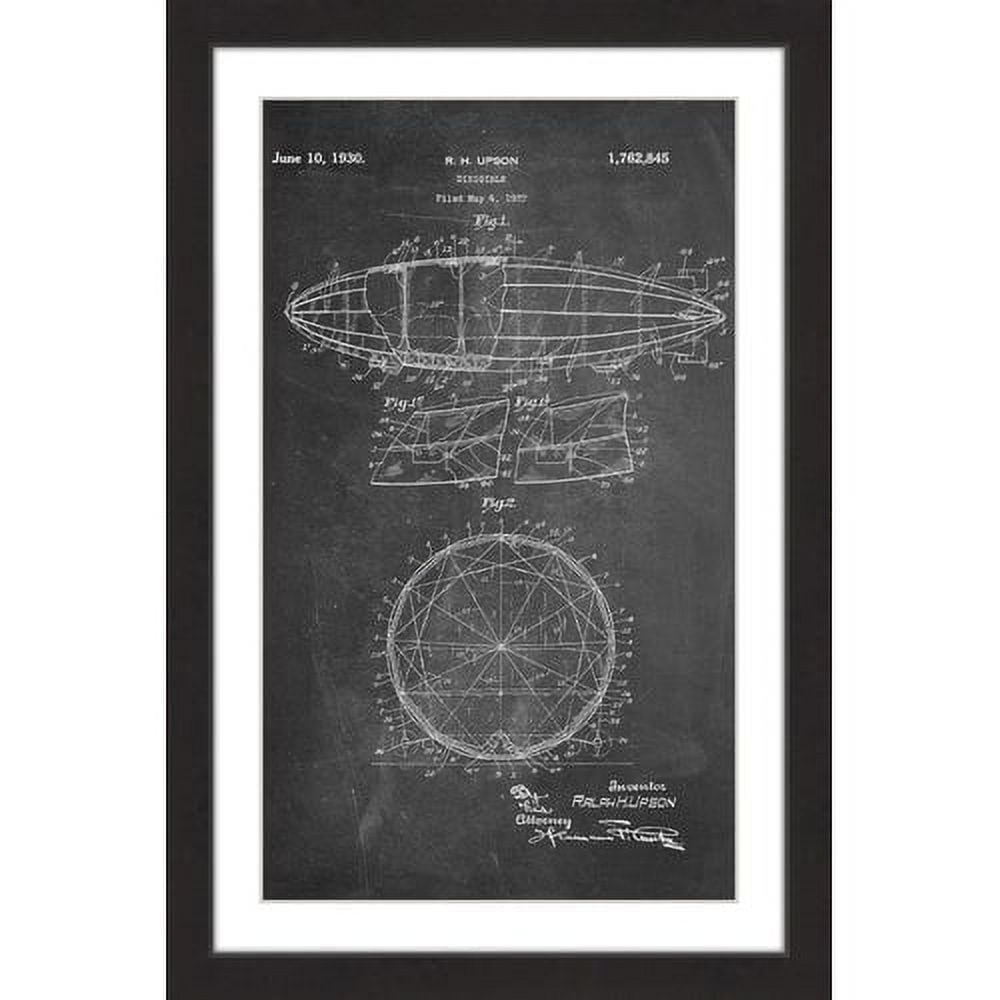 "Dirigible 1922 Chalk" Framed Painting Print