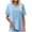 Blue, variant on Yubnlvae Casual Mexican-Style Embroidered Blouses for Women Summer Must-Have Cotton Linen V-Neck T-Shirt with Loose Fit Trendy Solid Color Twist Front T-Shirt for Women (Grey | M)