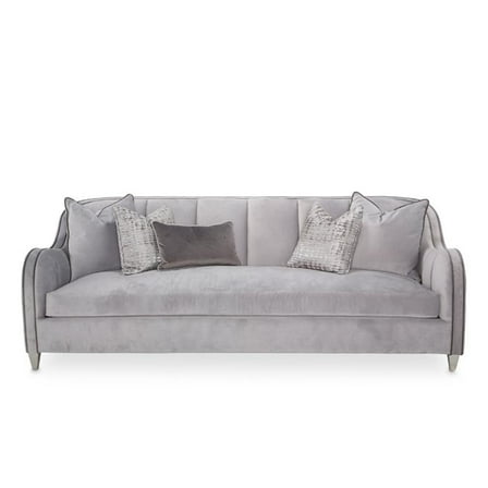 Michael Amini Roxbury Park 94"W Velvet Sofa in Steel Gray/Slate