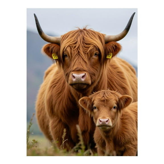 Diamond Art Kit for Adults, Brown Cattle Pair In Pasture Diamond Painting for Adults Beginners, DIY Diamond Art Painting Kits, 5D Diamond Painting Crafts for Home Decor 12x16 Frameless