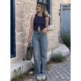 thumbnail image 4 of Womens Sleeveless Cropped Sweater Vest Summer Trendy Knit Crop Tank Tops Crewneck Button Y2K Going Out Top Navy Blue S, 4 of 8