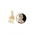 thumbnail image 5 of 14k Yellow and Rose Gold, Small Size Rose Stem Flower Pendant Charm 12mm with 16" Dainty Neck Chain, 5 of 8