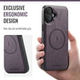 thumbnail image 5 of Phone Case for iPhone 17, Compatible with MagSafe, PU Leather Back Case, Vintage Protective Ultra Slim Shockproof Classic Durable Magnetic Phone Case for iPhone 17, Purple, 5 of 5