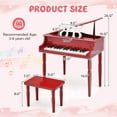 thumbnail image 3 of Gymax 30-Key Classic Baby Grand Piano Toddler Toy Wood w/ Bench & Music Rack Red, 3 of 10