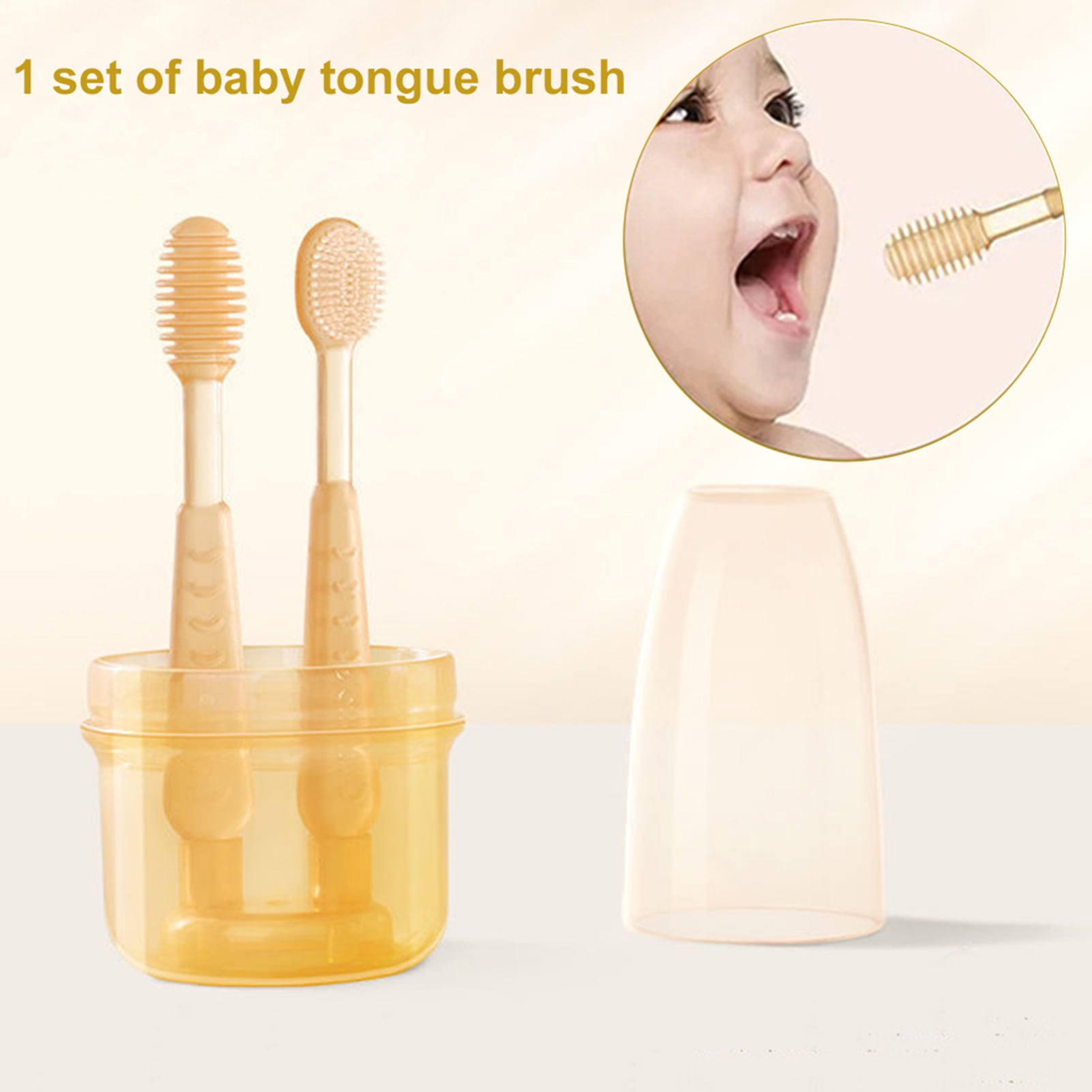 MyBeauty 1Set Baby Toothbrush Soft Lightweight Silicone Baby Mouth Tongue Coating Cleaner for Household Triangle