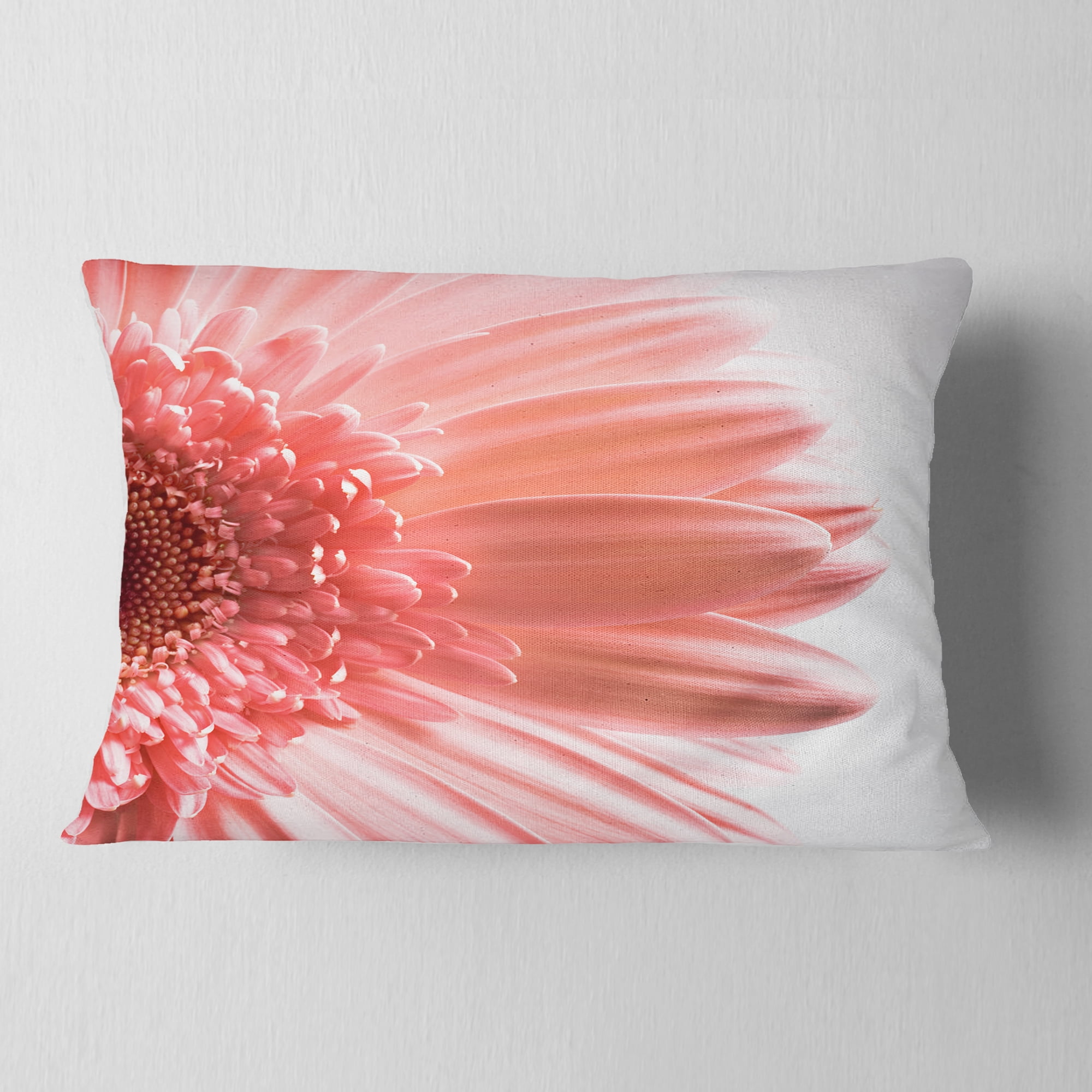 Designart Large Pink Daisy Flower Petals - Floral Throw Pillow - 12x20