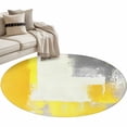 thumbnail image 2 of Yellow Grey Round Area Rug 3.3 FT, Non Slip Small Entryway Kitchen Mat, Abstract Oil Painted Geometric Modern Washable Soft Circular Rug Non-Shedding Door Mat for Bathroom Playroom Kids Room, 2 of 9
