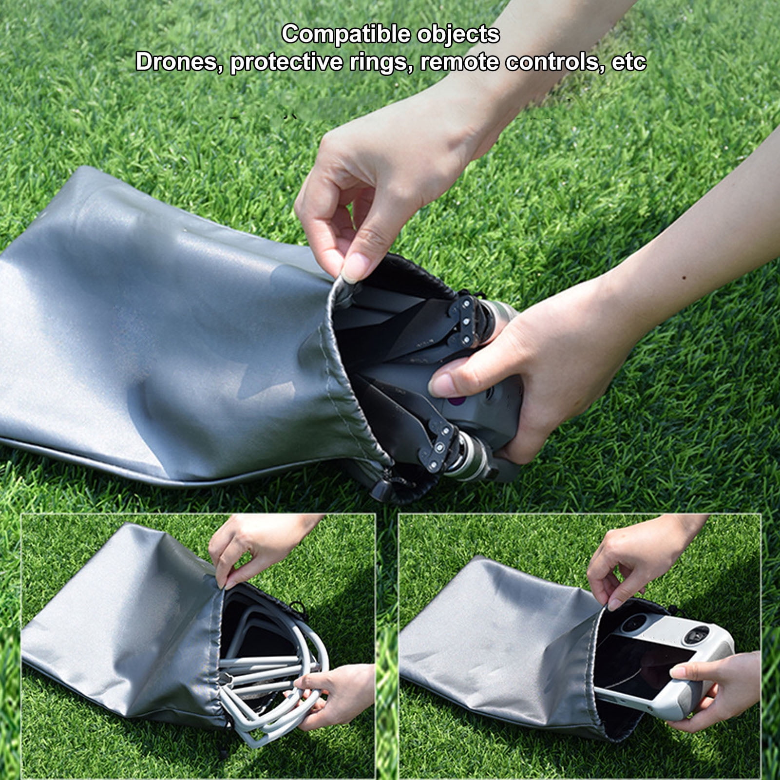 Haofy Sac à Cordon De Drone étanche Et Résistant, Sac De Rangement Gris Pour Drone, Léger Pour Anneau De Protection (S