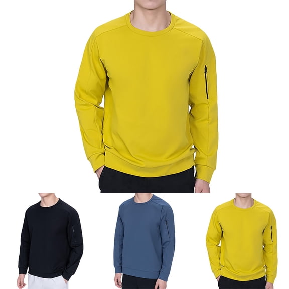 Zedker Men's Shirts Long Sleeve Cotton T-Shirt Crew Neck Midweight Tees Classic Basic Casual Tops Plain Soft Shirt