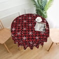thumbnail image 6 of Christmas Round Tablecloth 60 Inch, Winter Snowflake Buffalo Plaid Tablecloth, Red Black Check Xmas Table Cloth for Farmhouse Kitchen Decor, Holiday Outdoor Wipeable Polyester Fabric Table Cover, 6 of 6