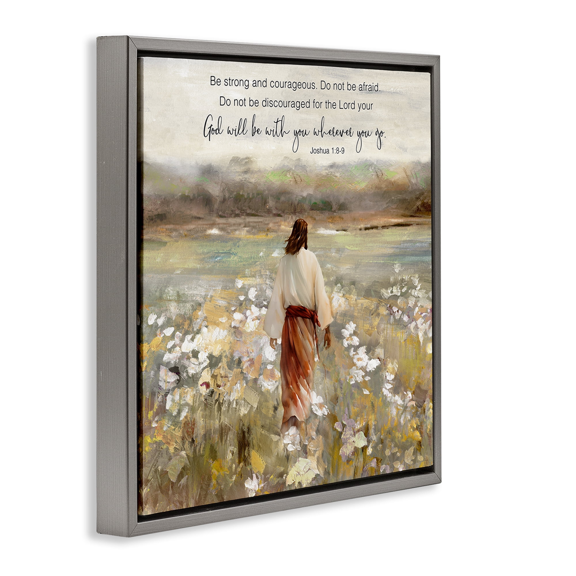 Stupell Industries God With You Wherever Gray Framed Floater Canvas Wall Art, design by Sally Swatland