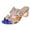Blue, variant on SEANOPEN Deals Low Block Heels Crystal Jeweled Sandals - Chunky Heeled Slide Sandals for Women - Open Toe Chunky Heels Size 6.5 Black