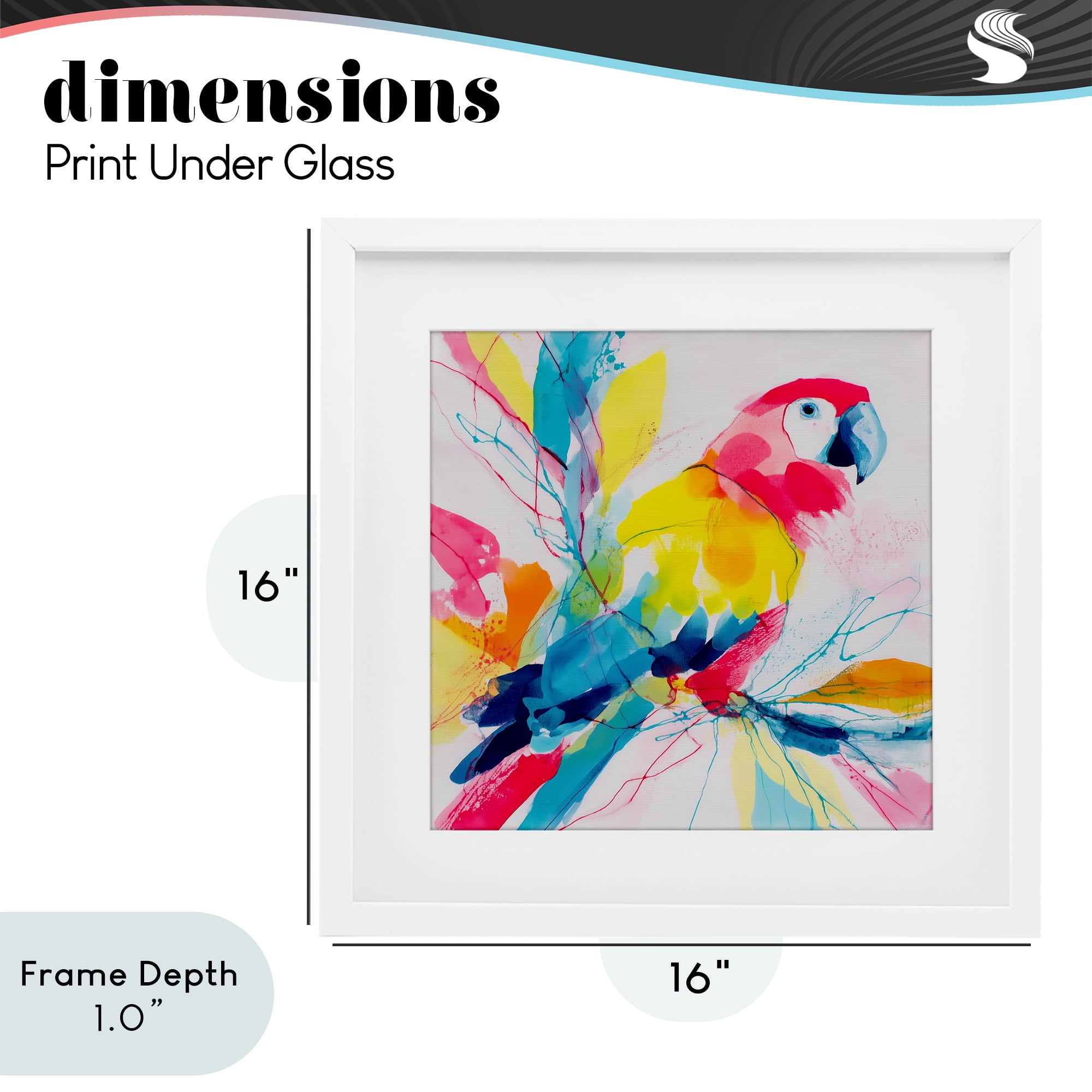 Stupell Industries Expressive Parrot in Bloom White Framed Print Under Glass, design by Chromatic Storm Studio