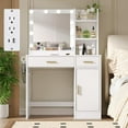 thumbnail image 3 of Merluxy 35.5" Make up Vanity Desk with Mirror and Lights, Vanity with Lights & Power Outlet, Vanity Desk with 2 Drawers, Bedroom, White, 3 of 6