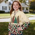 thumbnail image 4 of COEQINE Quarter Zip Sweatshirt for Girls with Collar, Long Sleeve Loose Fit Pullover, Printed Style and Soft Polyester, Machine Washable for 7-8 Years Old, Christmas Tree Leopard Print, 4 of 7
