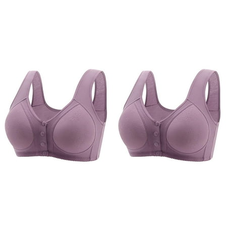 (2-Pack) Rinsvye Women Fashion Casual Breathable Strapless Front Buckle Lift Bra Tube Button Down Top Pack of Bras for Women Bra Underwear without Steel Woman Sports Bra Ring Gathering