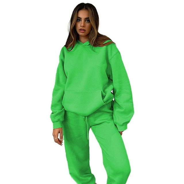 Georges Ensembles Lounge pour Femmes à Manches Longues Chandail à Capuche pour Femmes à Manches Longues Décontracté Ensemble Deux Pièces Chemise/chemise à Manches Longues à Col Rond
