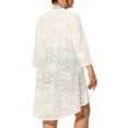 thumbnail image 3 of MODA NOVA Juniors Plus Size Lace Floral High Low Hem 3/4 Sleeve Sheer Cardigan White 1X, 3 of 6
