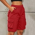 thumbnail image 5 of yillto Women's Cargo Shorts with 6 Pockets Elastic Waist Knee Length Long Hiking Summer Baggy Casual Shorts, 5 of 7
