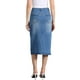 thumbnail image 3 of Falda de mezclilla INSPIRE CHIC para mujer, con cintura alta, abertura frontal, falda midi de mezclilla lavada con bolsillos, talla XS, color azul, 3 of 6