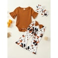 thumbnail image 2 of TSEXIEFOOFU Baby Girls Pants Set, Short Sleeve Romper with Bowknot Flare Pants and Headband Summer Outfit, 2 of 9