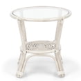 thumbnail image 4 of Leo Round Coffee Table w/ Glass Top Natural Rattan Wicker ECO Handmade, White Wash, 4 of 7