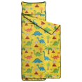 thumbnail image 2 of Yellow Dinosaurs Palms Pattern Teens Toddler Nap Mat with Pillow, Sleeping Mat Bag for Preschool Daycare 60"x20", 2 of 6