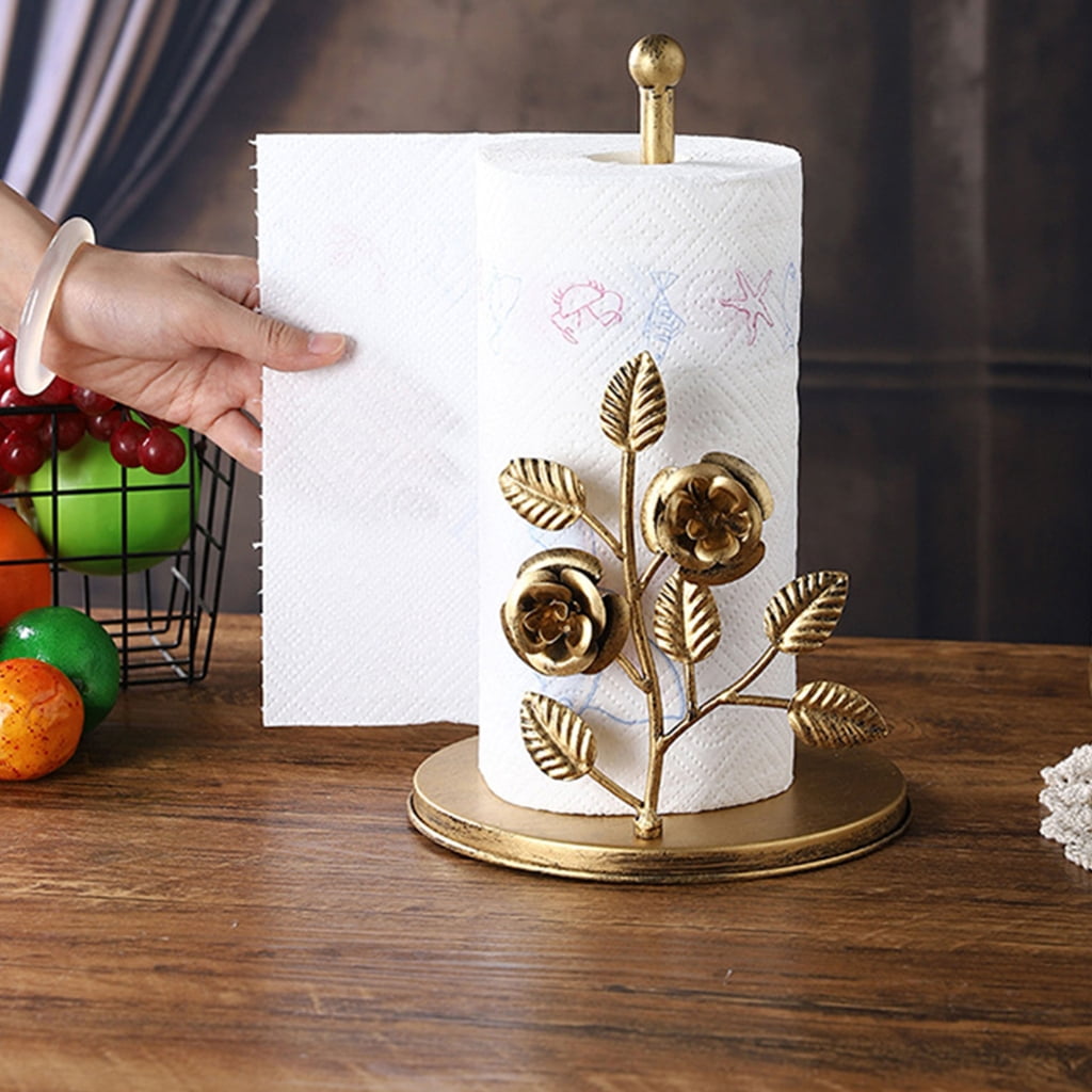 7829 Rusts Proof Iron Paper Towel Holder Freestanding Towel Stand Not Drill Need Easy to Use for Kitchen & Bathroom Areas