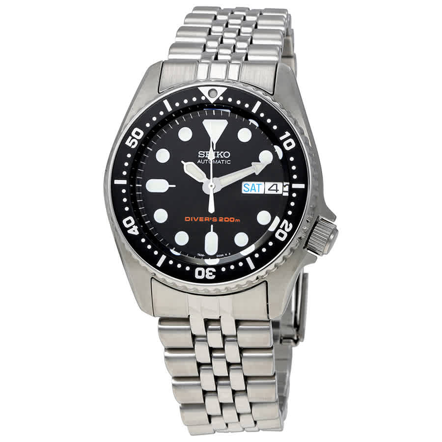seiko black automatic diver men's watch skx013k2