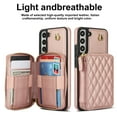 thumbnail image 5 of Compatible with Samsung Galaxy S21 FE 5G Wallet Phone Case Tempered Glass Screen Protector Wrist Crossbody Strap Stand Credit Card Holder RFID Slot Cell Cover for S 21FE 5G UW Women Girls Rose Gold, 5 of 10