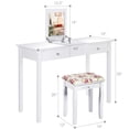thumbnail image 2 of Costway Coiffeuse Table de Maquillage Bureau à Rabat Miroir 2 Tiroirs Meuble avec Tabouret, 2 of 10