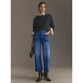 thumbnail image 6 of Wide Leg Jeans for Women High Waisted Stretchy Denim Crop Pants Fold Hem Cropped Baggy Jeans with Pockets Dark Blue XXL, 6 of 8