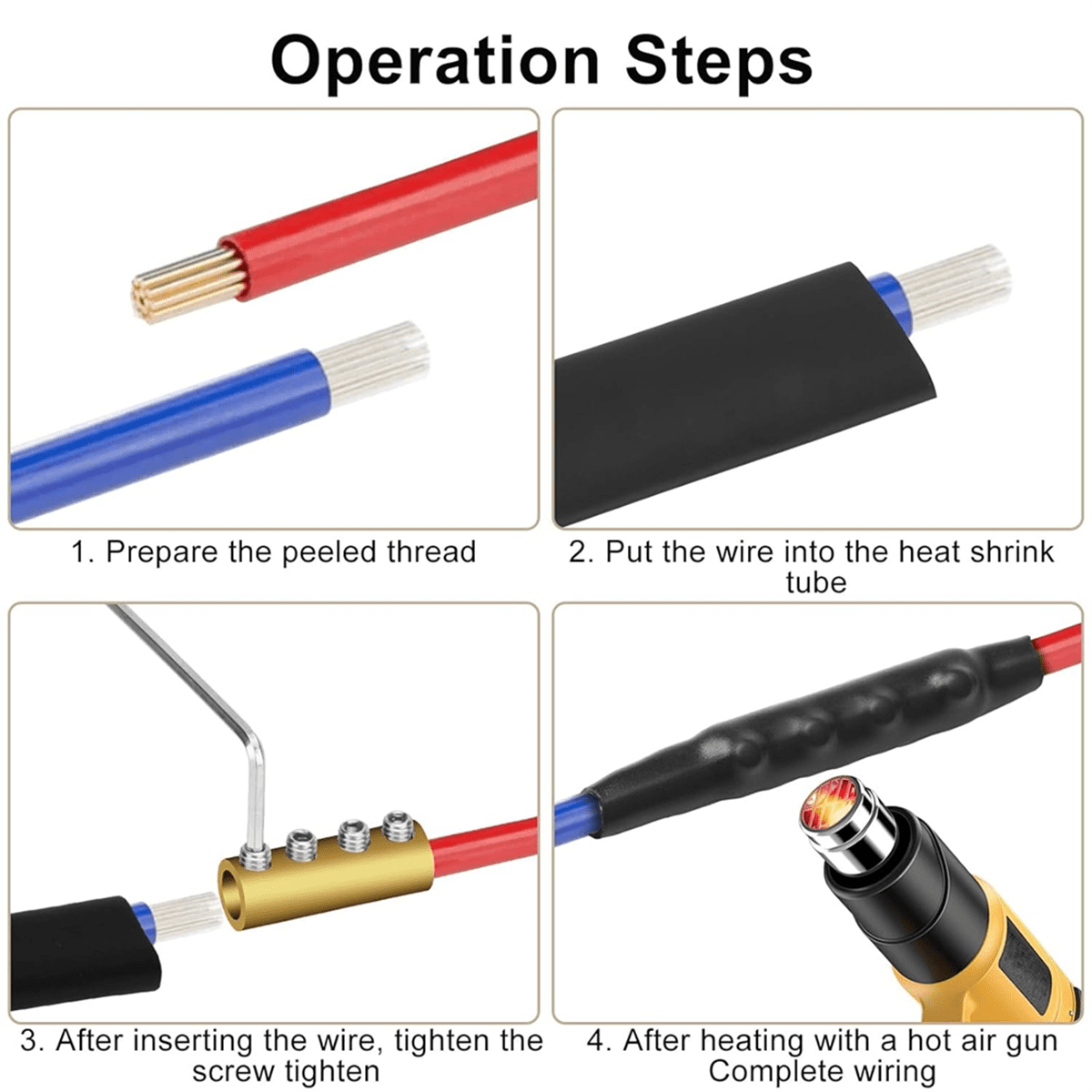 30pcs 6 AWG Gauge Wire Connector Nut Kit,80A Quick Splicing Wiring Connection Terminal, with Screws and Heat Shrink Tube