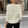 thumbnail image 4 of AKOEE Women Knit Sweaters Boat Neck Hollow-Out Long Sleeve Plain Soft Pullovers Loose Fall Winter Casual Tops (XS, White), 4 of 6