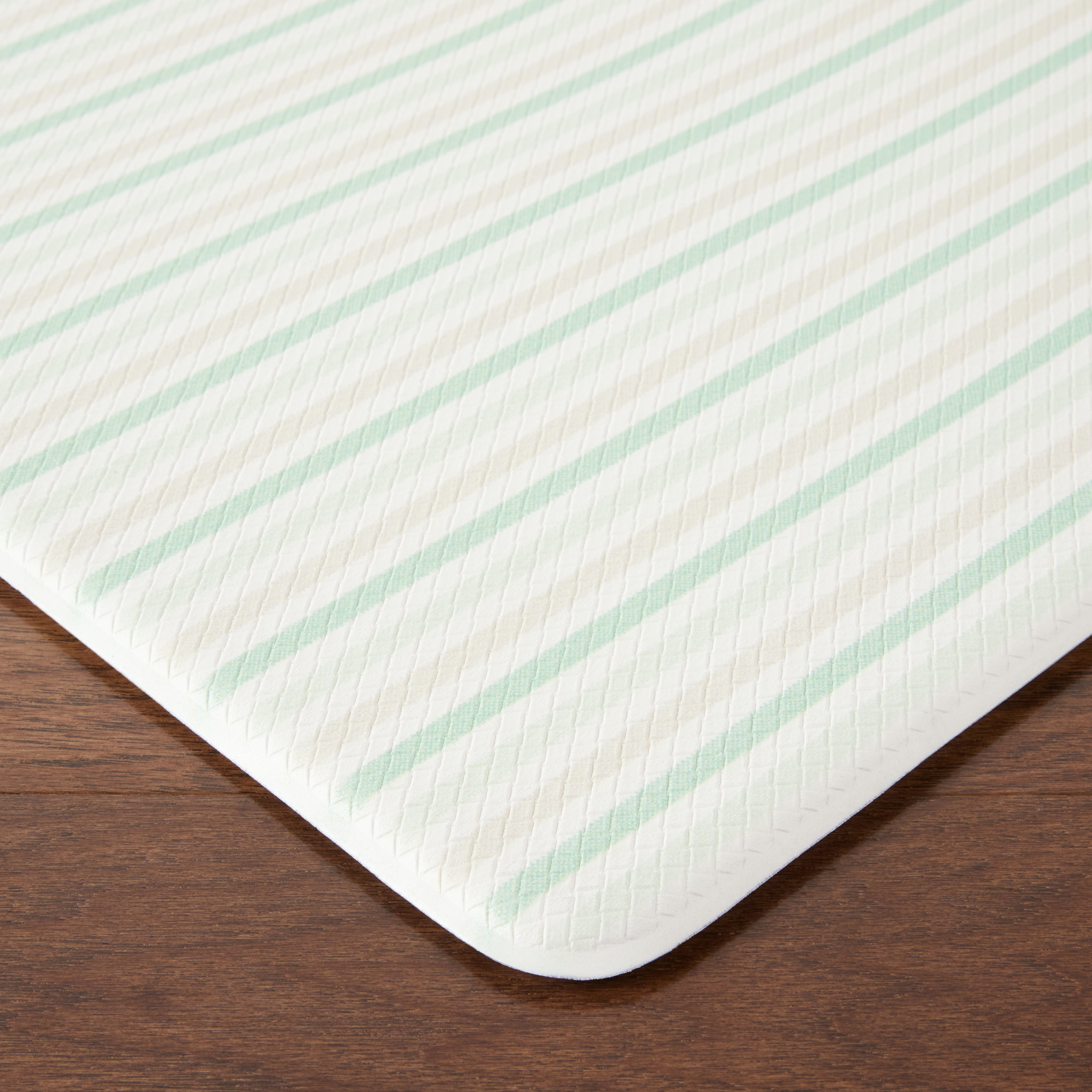 Martha Stewart Amber Floral Daisy Stripe Reverisble Water Resistant Kitchen Mat, Pink/Yellow, 20"x39"