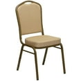 thumbnail image 2 of Bowery Hill Fabric/Metal Crown Back Banquet Stacking Chair in Beige/Gold, 2 of 11