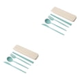 thumbnail image 1 of Kearding ¡Novedad de 2021! Juego de cubiertos de de 4 Uds., cuchillo de paja de trigo, tenedor, palillos, cuchara, vajilla portátil con caja de Type6 NO6 Kearding CBP592543, 1 of 6
