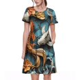 thumbnail image 1 of Easygdp Colorful Koi Fish Art para Vestido Transpirable de Mujer, Vestido Suelto de Manga Corta con Pliegues y Bolsillos para el Verano, 1 of 6