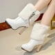 thumbnail image 3 of NECHOLOGY Botas Mujer Adulto Femenino Zapatos Botines para mujer Botas de tacón con de imitación para mujer, zapatos gruesos con tubo corto, súper altos, a la moda, para Europa y Unidos (White, 6.5), 3 of 7