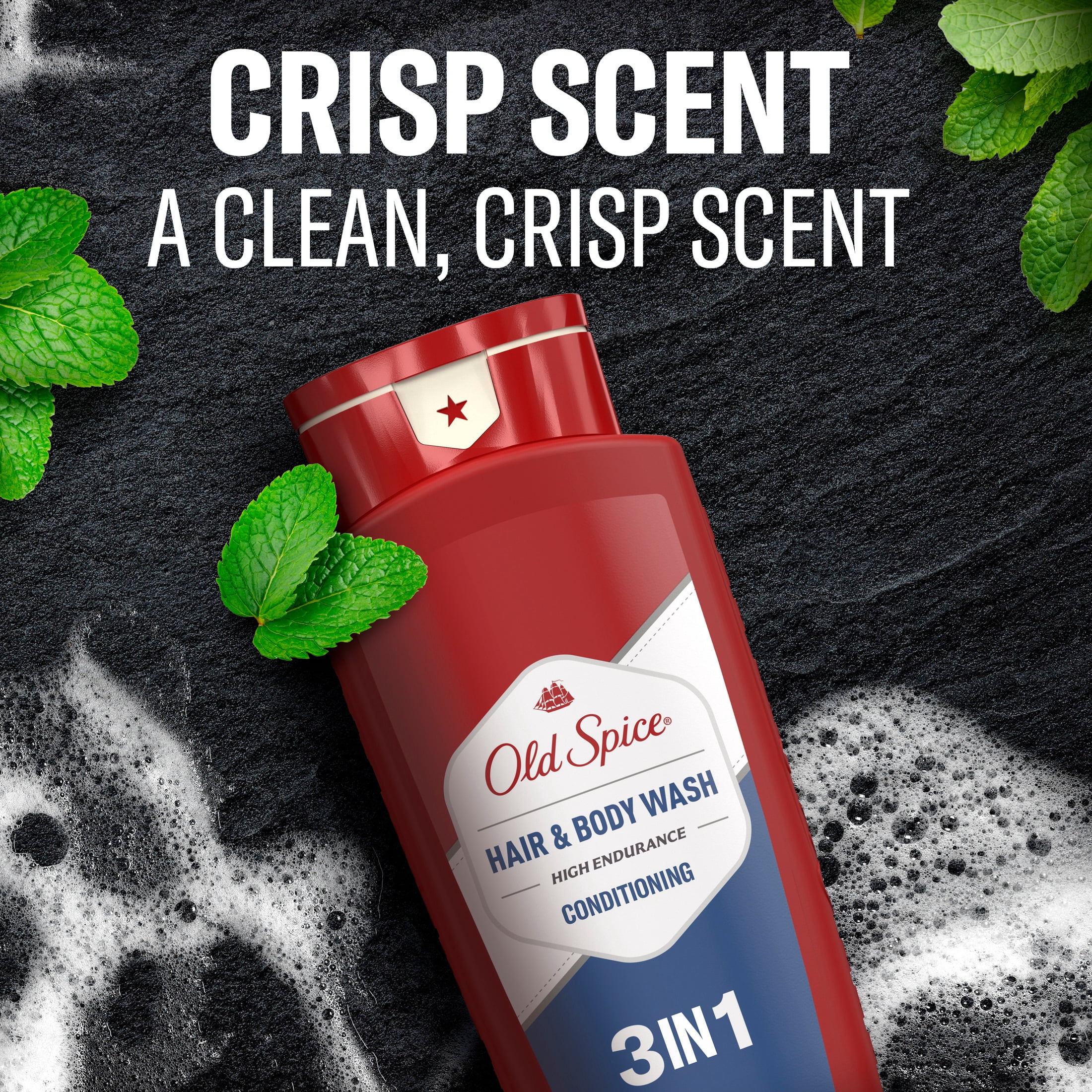 (4 pack) Old Spice Hair & Body Wash w/ Conditioner for Men, Crisp, 24/7 Shower Fresh, 24 fl oz