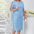 thumbnail image 2 of IROINNID Discount Formal Dress for Women Wedding Guest Evening Party Formal Dress Plus Size Dress Spliced Embroidered Lace Cocktail Dress,Blue, 2 of 5
