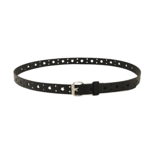 Cinturón fino ajustable de 103 cm de largo con forma de estrella para mujer, ideal para vestir, vaqueros y pantalones. Negro
