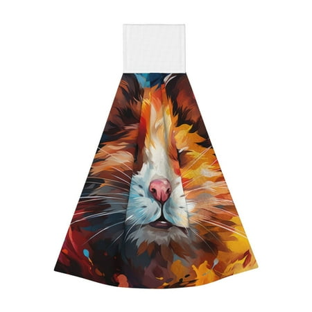 

Horeoi Oil Painting Colorful Hamster Print Coral Fleece Microfiber Hanging Hand Towel Absorbent Hand Towel Quick Dry Thicken Cleaning Cloths Wipes Rags for Kitchen & Bathroom