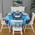 thumbnail image 2 of Blue Tie Dye Spiral Pattern Round Tablecloth 60"x60",Wrinkle Wipeable Table Cloth for Kitchen Dining Room Picnic Patio Party, 2 of 6