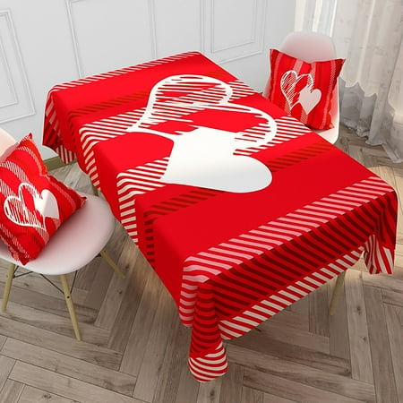 

Ounabing Red Valentine s Day Tablecloth Restaurant Waterproof Cotton Linen Tablecloth