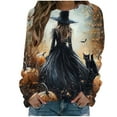 thumbnail image 2 of Neewe Crewneck Halloween Sweatshirt Women Witches Graphic Casual Oversized Pullover Print Hoodies Long Sleeve Blouse Tops, 2 of 6