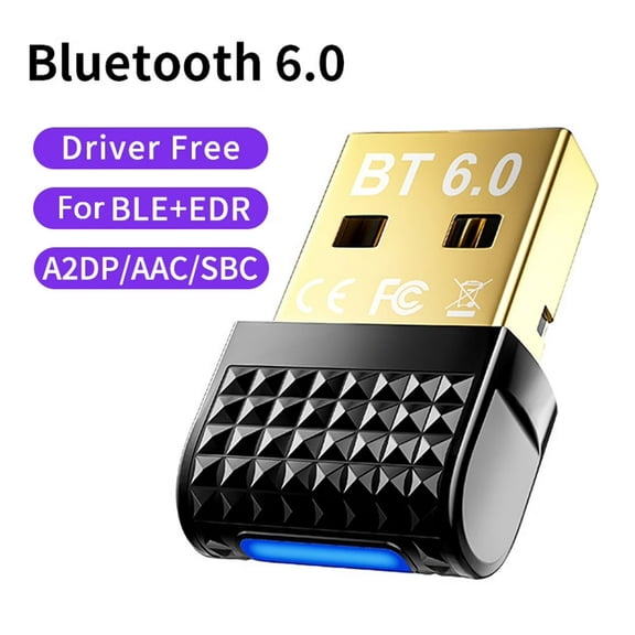 ZHENYEMEI Bluetooth Adapter for PC, Bluetooth 6.0 USB Receiver, EDR & BLE, Plug and Play for Windows 11/10/8.1/7, Suitable for Desktop, Laptop, Headset, Keyboard, Mouse, Speaker, Driver Free