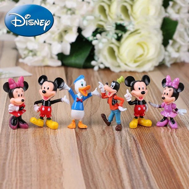 Figuras de acción de Mickey Mouse de Disney, 6 unidades/juego, Minnie, modelo de Pvc, muñeca, periféricos de animé, decoración de pasteles, regalos de cumpleaños para niños